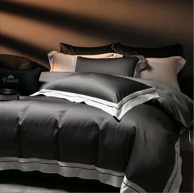 Luxury Baimai Cotton Bedding  Sheet Soft Eco Friendly Bedding Sets Silk Feeling 4pcs Bed Cotton Bed Sheets