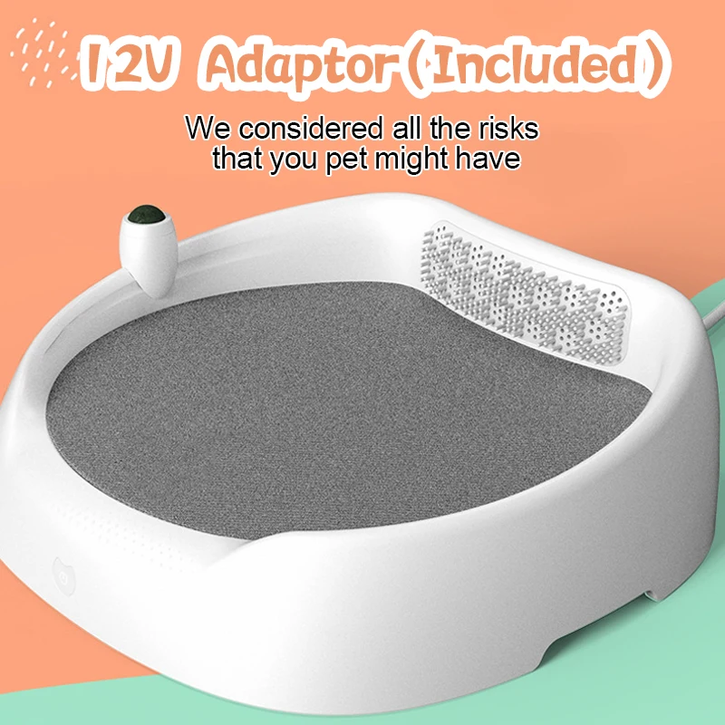 Weighing Sensor WiFi APP Control Warm Cool Temperature Adjustable Smart Pet Bed with Self Groomer Catnip Holder