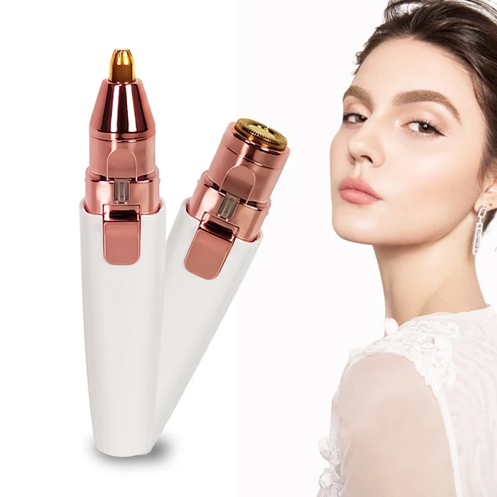 Портативный Перезаряжаемый металлический триммер с двойной головкой, Электрический мини-триммер для бровей, регулируемое средство для удаления волос, Женская бритва для бровей