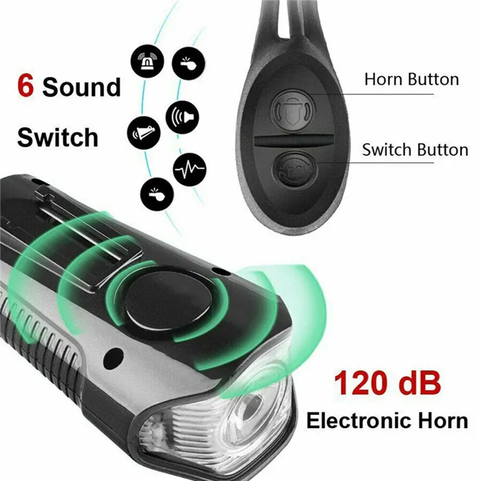 Waterproof Bicycle Light Speaker USB Charging Bike Front Light Handlebar Cycle Headlight with Digital LCD Display Speedometer