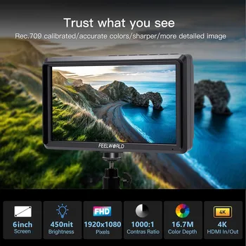 FEELWORLD S55 Camera DSLR Field Monitor 6" FHD IPS, Support 4K UHD/4096X2160p, Focus Peaking, Factory Wholesale detail image