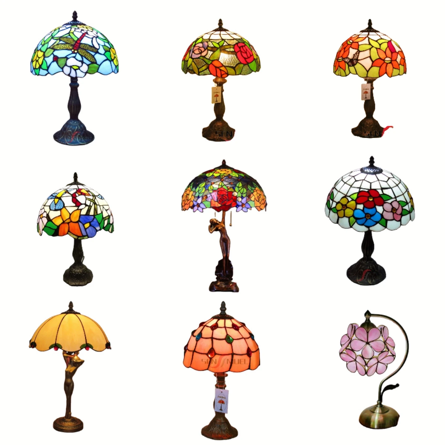 Amazon Hot Sale Factory Direct Home Decoration Stained Glass Tiffany Led Desk Lamp