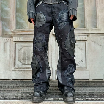 【極美品】LLERU BLACK WAX CARGO DENIM mnml Men's Waxed Denim Cargo Pants, Black at Amazon Men's