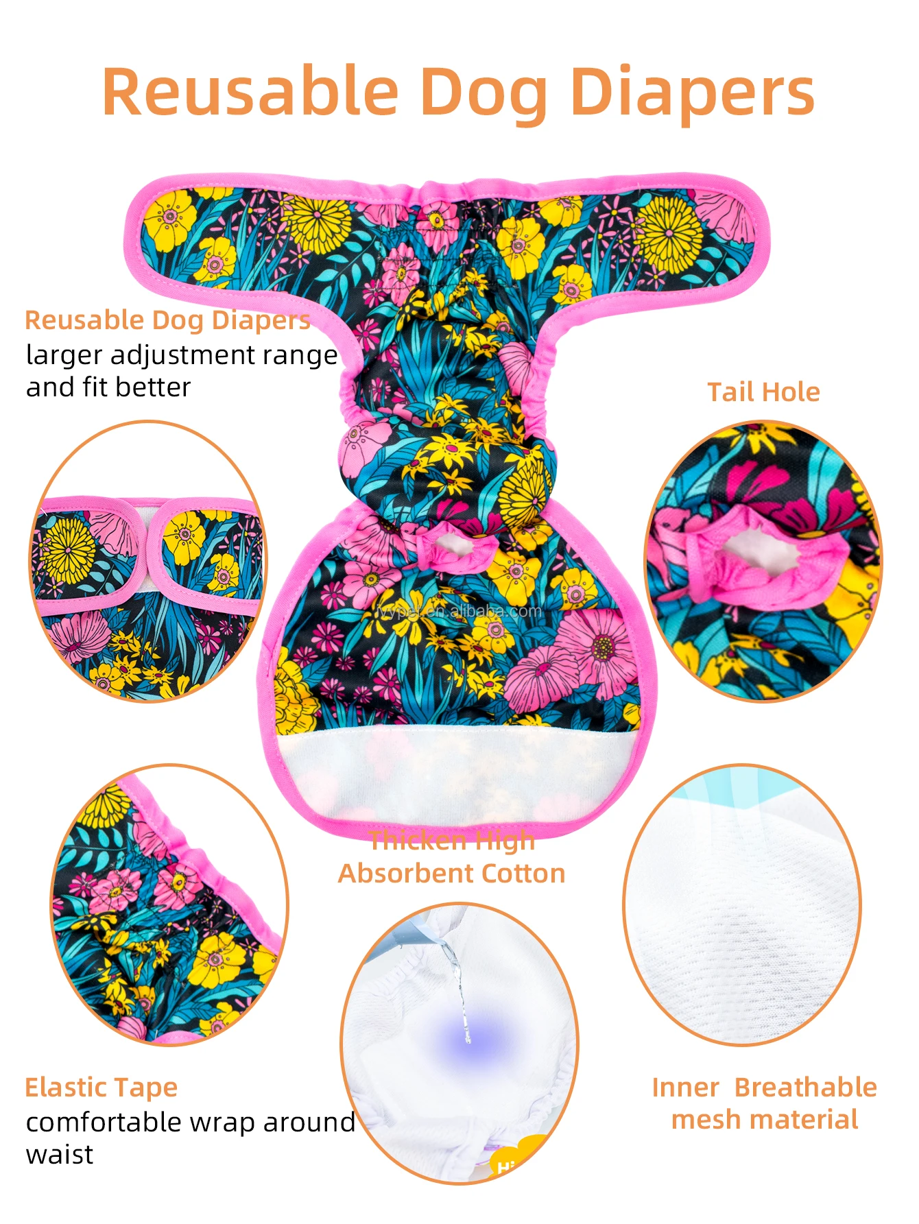 New Designs Pet Diaper For Female Reusable Washable Convince Dog Diaper Products supplier