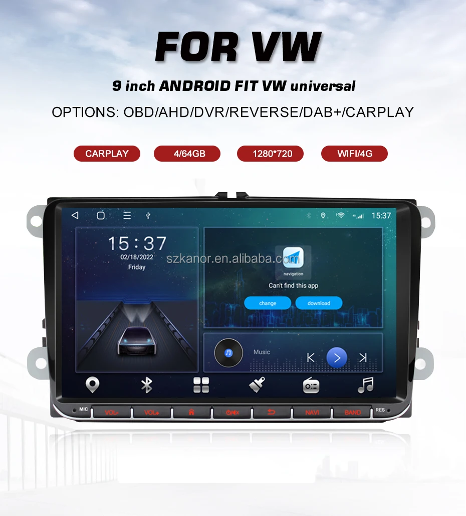 Factory For Vw Golf 5 6 Android 8 Core 4+64gb 9" Touch Screen Carplay Gps Navigation With Wifi Dsp Radio - Autoradio Vw Golf 6,Android Autoradio For Vw
