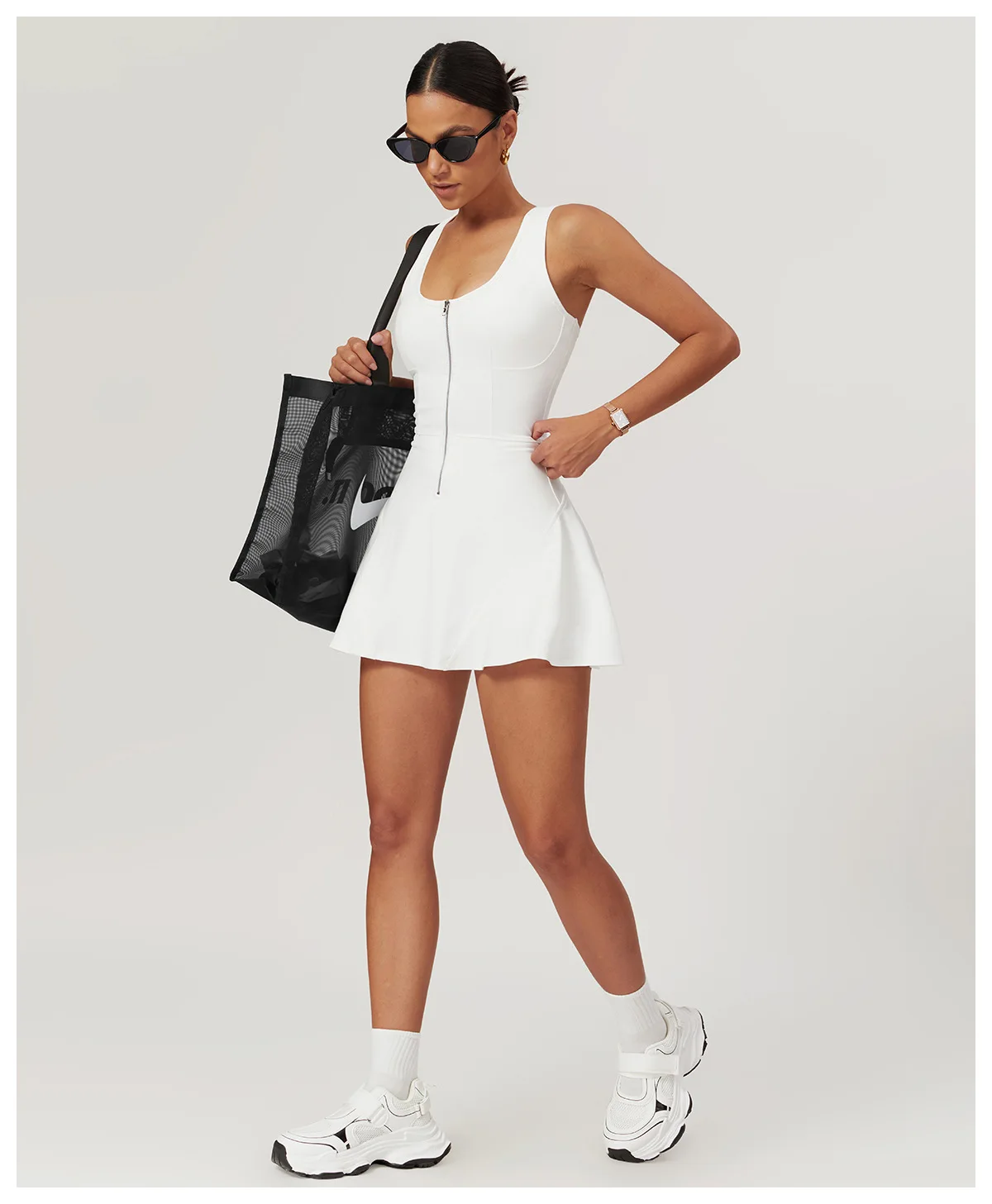 2024 Custom Logo Tennis Wear Women Lulu Zip Tennis Dress Outdoor