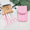 Pink eyelash tweezers set