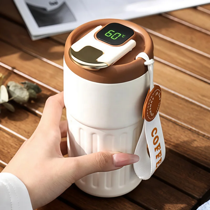 Custom Temperature Display Smart Insulated Coffee Mug Travel Tumbler Stainless Steel Vacuum Thermos Bottle for Home Office