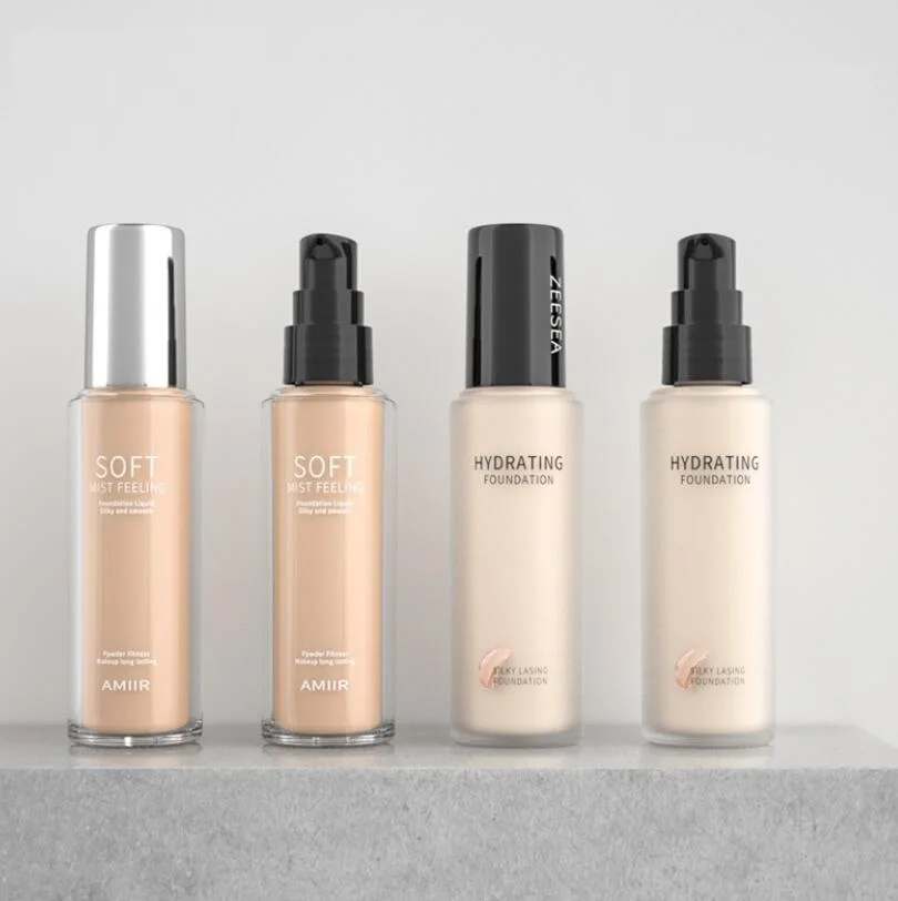 20ML 50ML Frosted Matte Finish Glass Bottle With Treatment Pump Serum Lotion Cosmetic Packaging Vial Pump Bottle Custom Printing