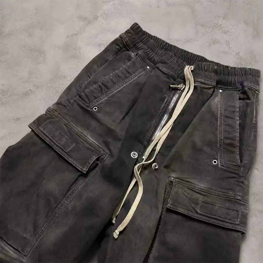 Custom Streetstyle Baggy Black Jeans Men Aid Wash Pants Stonewashed Denim Jeans Casual Baggy Stacked Jeans for Men gallery 4