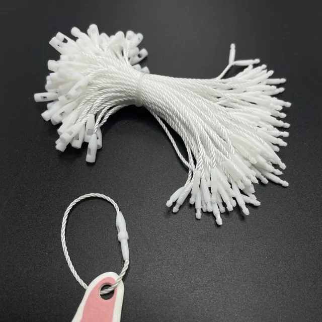 8cm Long Super Fine High Quality White Nylon Tag Rope Clothing Tag Lanyard Jewelry Tag Rope