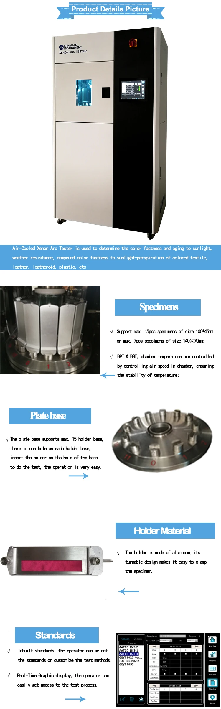 2022 new arrival FYI Factory direct sale water-cooled light & weather xenon light fastness table tester