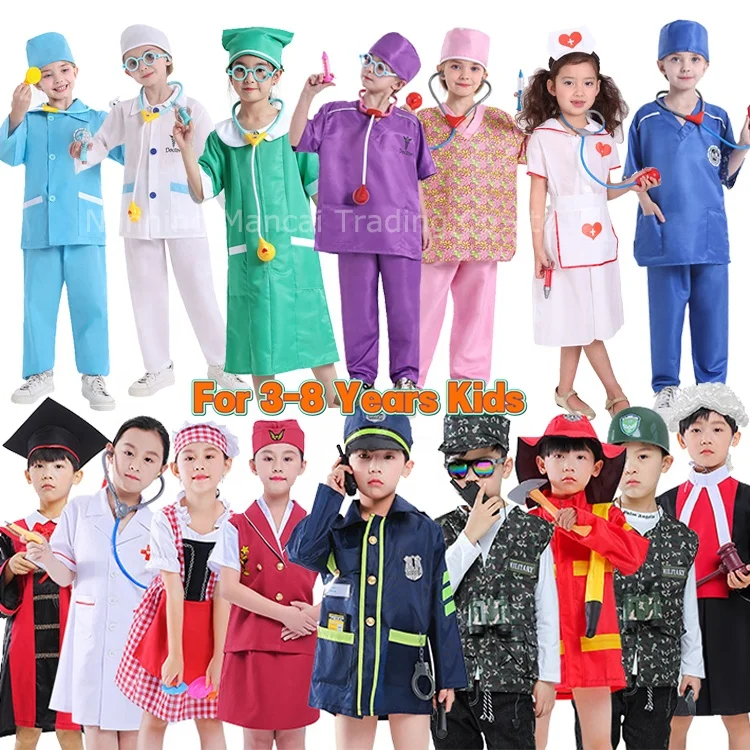 Halloween Party Career Day Astronaut Hospital Uniform Carnival Dress Doctor  Nurse Children's Career Role Play Costumes for Kids