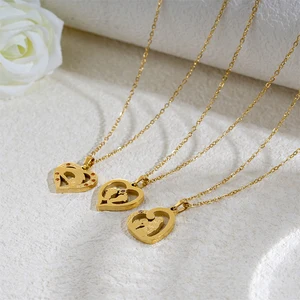 Mother's Day Gifts Family Baby Mom Mother Stainless Steel Gold Plated Trendy Heart Pendant Necklace Women's Jewelry