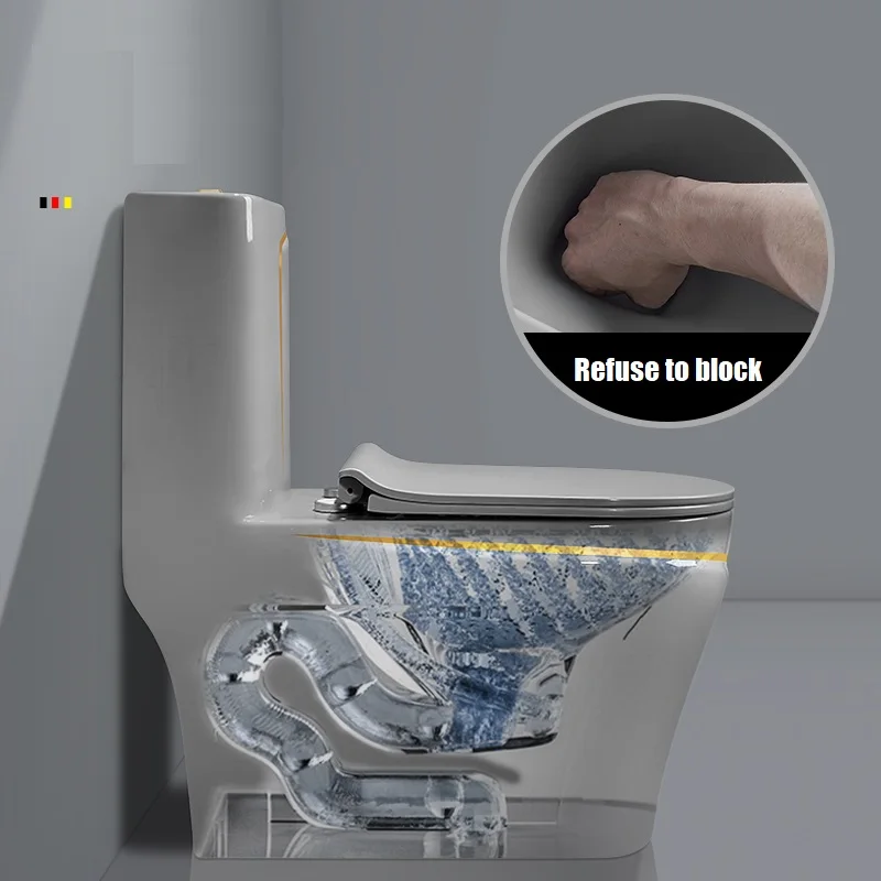 Gray One Piece  Gold Ceramic Chinese Bathroom Toilet