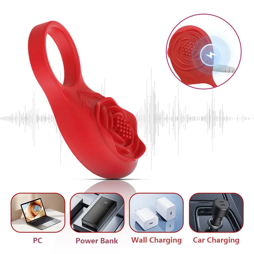 Waterproof vibrating ring with 2-hour battery life for couples play