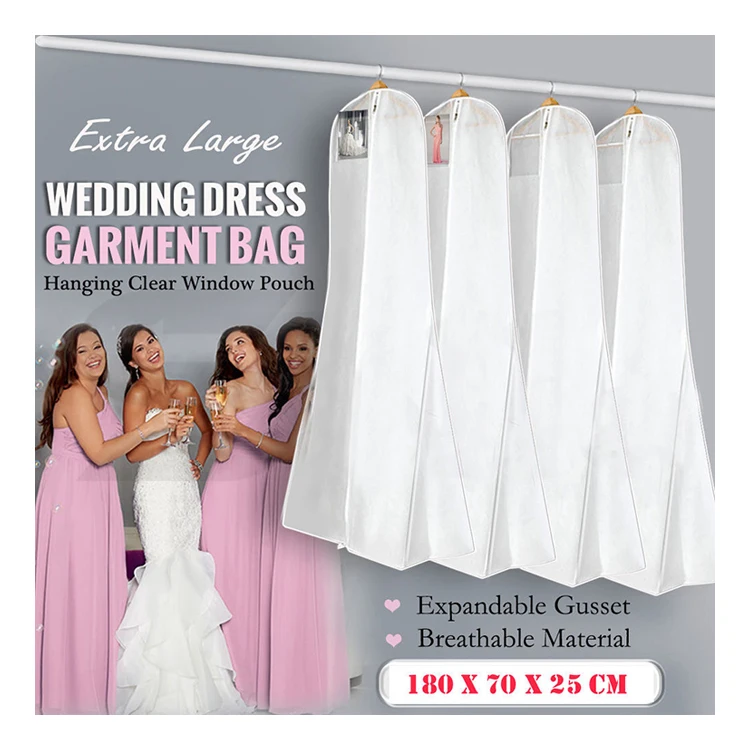 Custom Logo Portable Foldable Bridal Dust Long Dress Cover Wedding Gown Non  Woven Garment Bag for Storage