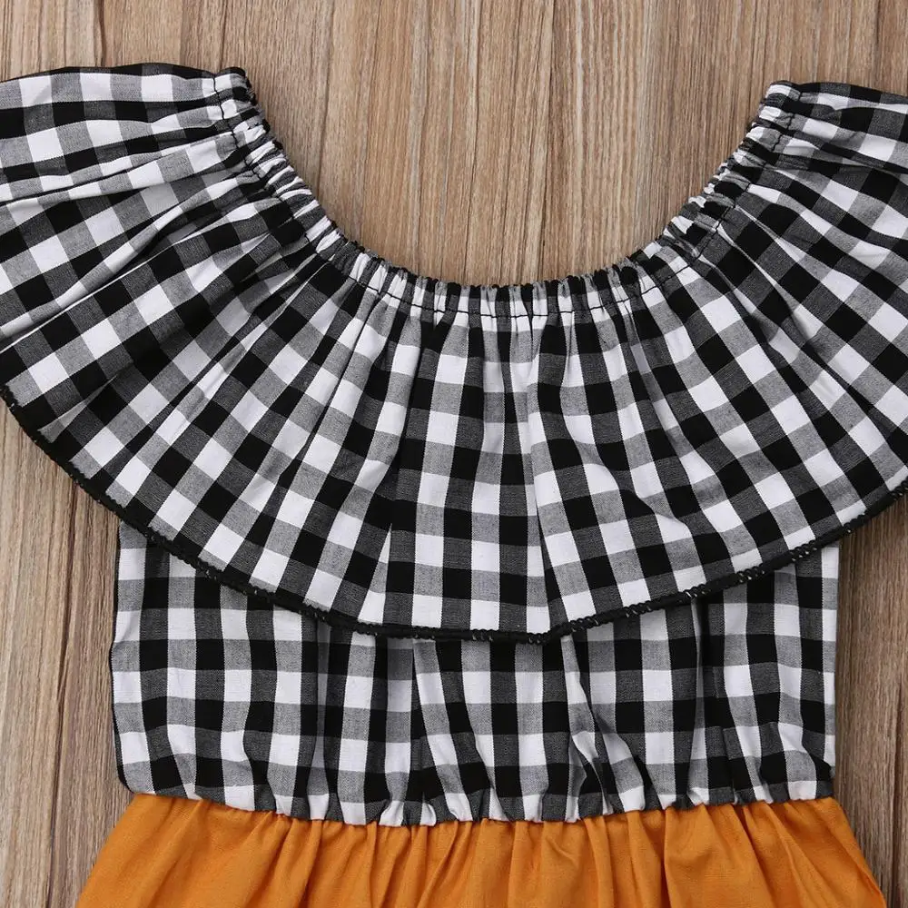 Комбинезон для новорожденных девочек с оборками без рукавов с открытыми плечами клетчатый комбинезон в сетку наряды