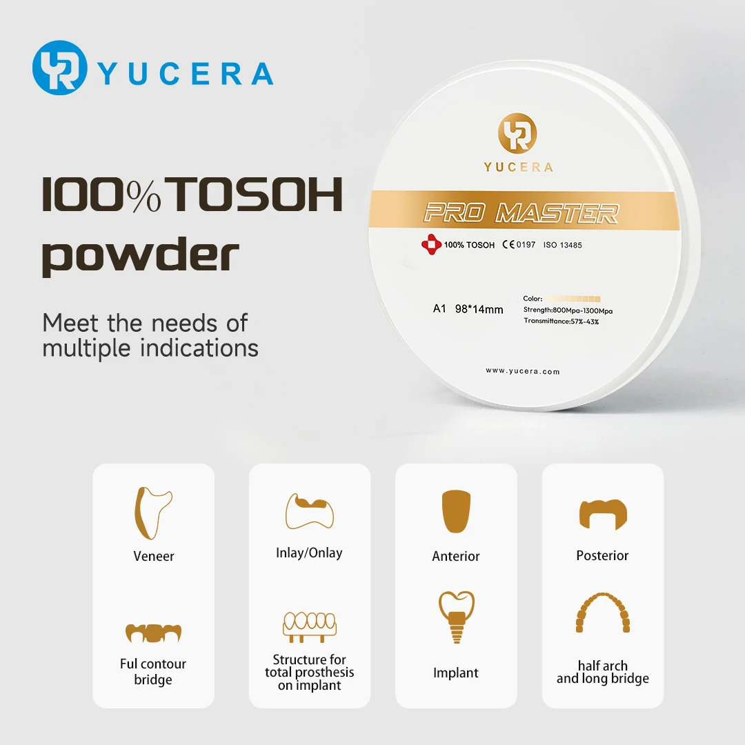 Yucera Pro Master Dental Zirconia Blocks - High-Quality Ceramic for Dental Crowns