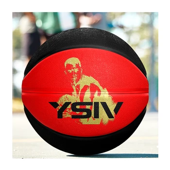 Custom Promotional Printed Basketball Size 7 Red PU Leather Cartoon Design for Adult Training Kids Basketball with Logo