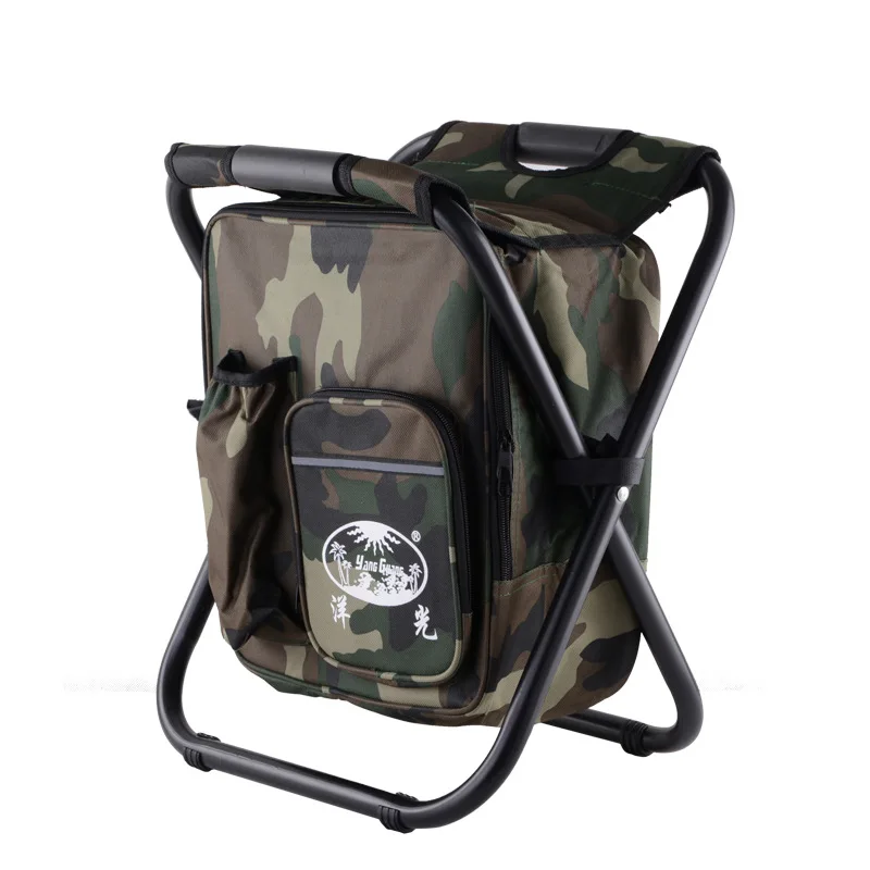 2022 Folding Stool Backpack Chair with  Insulated Cooler Bag Sustainable Seat Doite Beach Compartment Fishing Straps