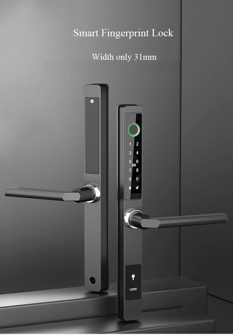 European Ttlock App Intelligent Fingerprint Finger Print Front Door Electronic Slim Smart Door