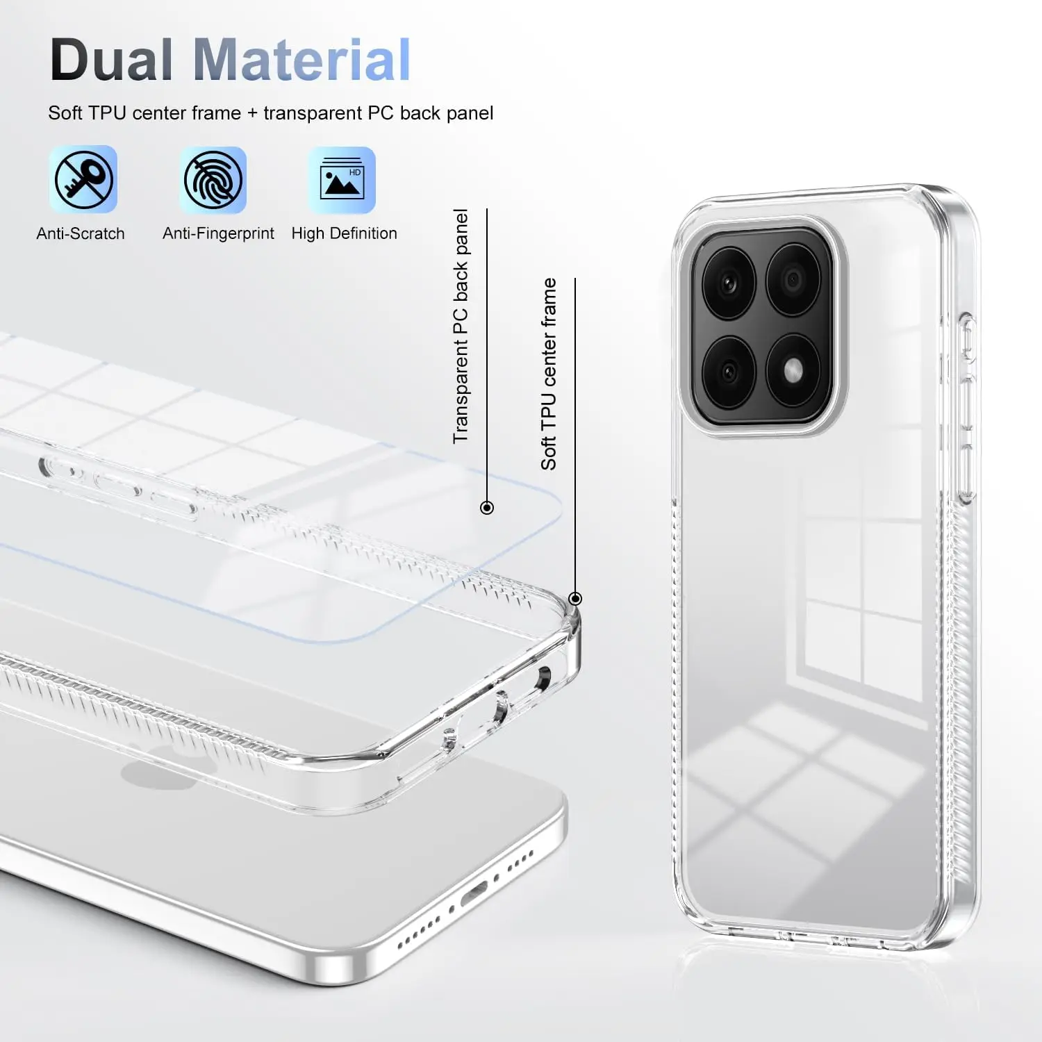 Case for Honor X8b Transparent Hard Acrylic pc Hard Back Plate Shockproof Protective Case Anti Yellow Covers Clear manufacture