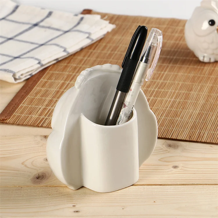 Customized High-End Ceramic Owl Toothpick & Pen Holder Glazed Exclusive Design for Restaurants Personalized Specialty Supplies