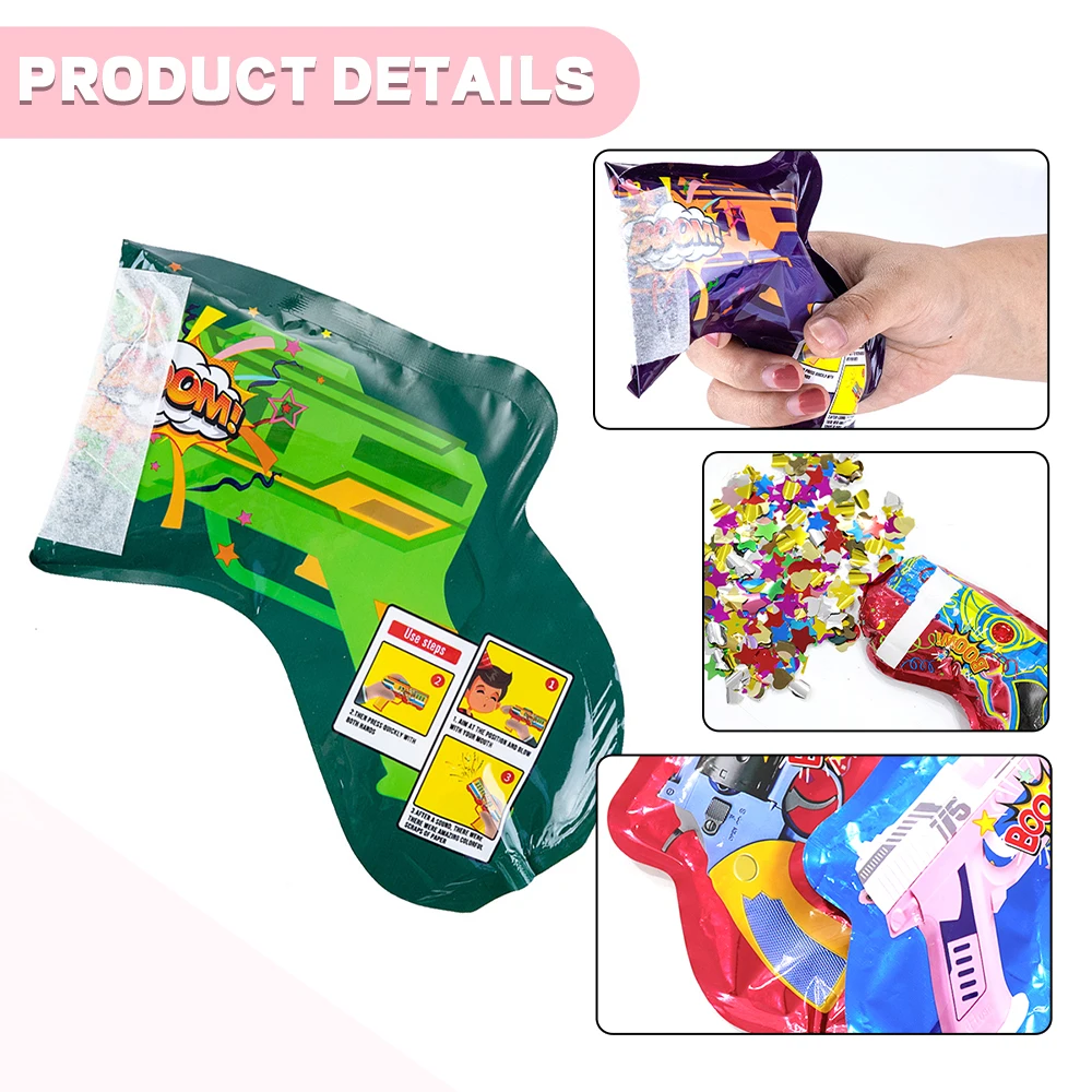 Explosive Hand-held Inflatable Fireworks Gun Confetti Shooter for Graduation Party Supplies Balloon Confetti Poppers