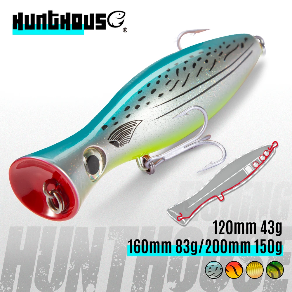 Hunt House Saltwater Fishing Lure120mm 160mm 200mm Oem Topwater Hard Popper  Lerrue Lure Popper