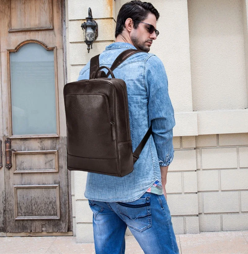 Lychee Leather Backpack Luxury Business Laptop Pure Genuine Leather Backpack main image 4