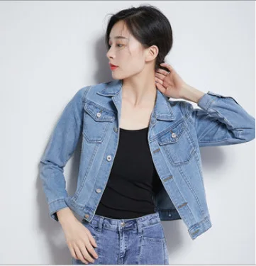 Korean Style Fashion Women Jean Jacket Autumn White Denim Jacket