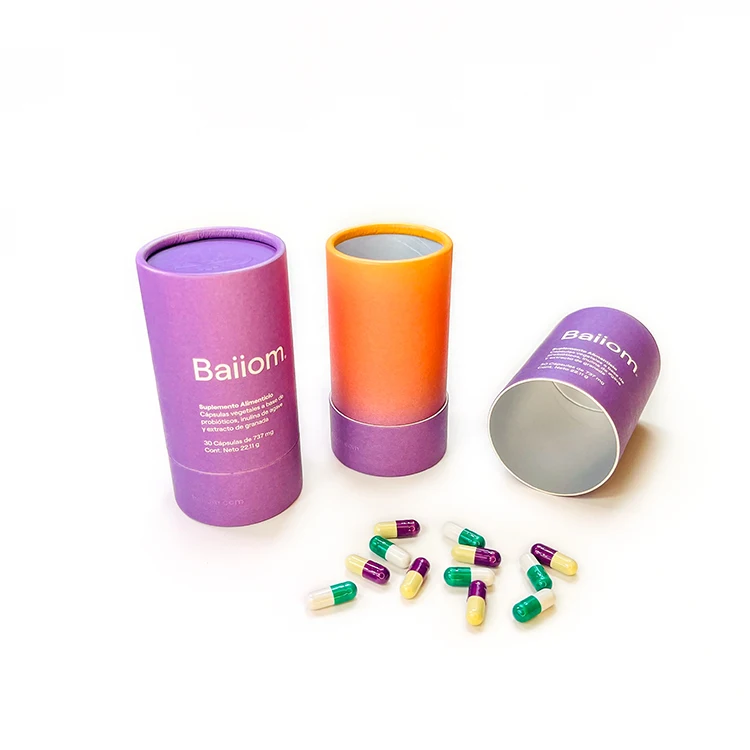 Eco Friendly Biodegradable Capsules Pill Tablets Glass Bottle Paper Tube Food Protein Powder Plastic Jar Packaging Box