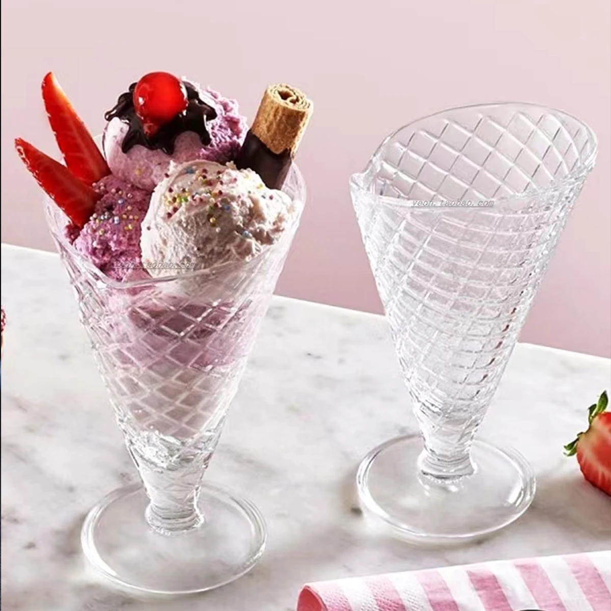Glass Ice Cream Cup Set Of 6