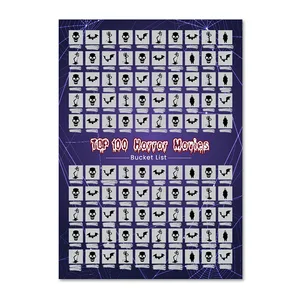 Halloween Horror Movie Gifts and Decor Bucket List Collection 100 Horror Movies Scratch Off Poster With Scratching Tool