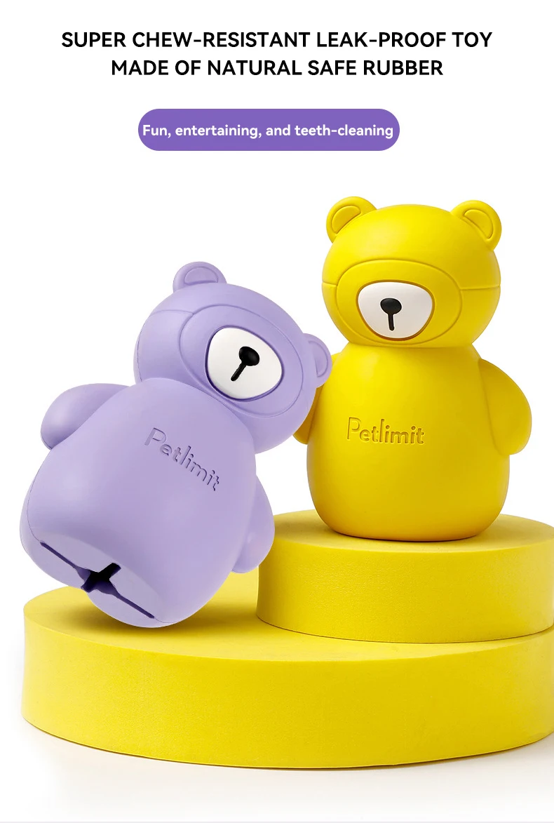 New Little Bear Design Durable Rubber Dog Toy Chew Leaky Food Toy Teething Dental Clean Pet Products details