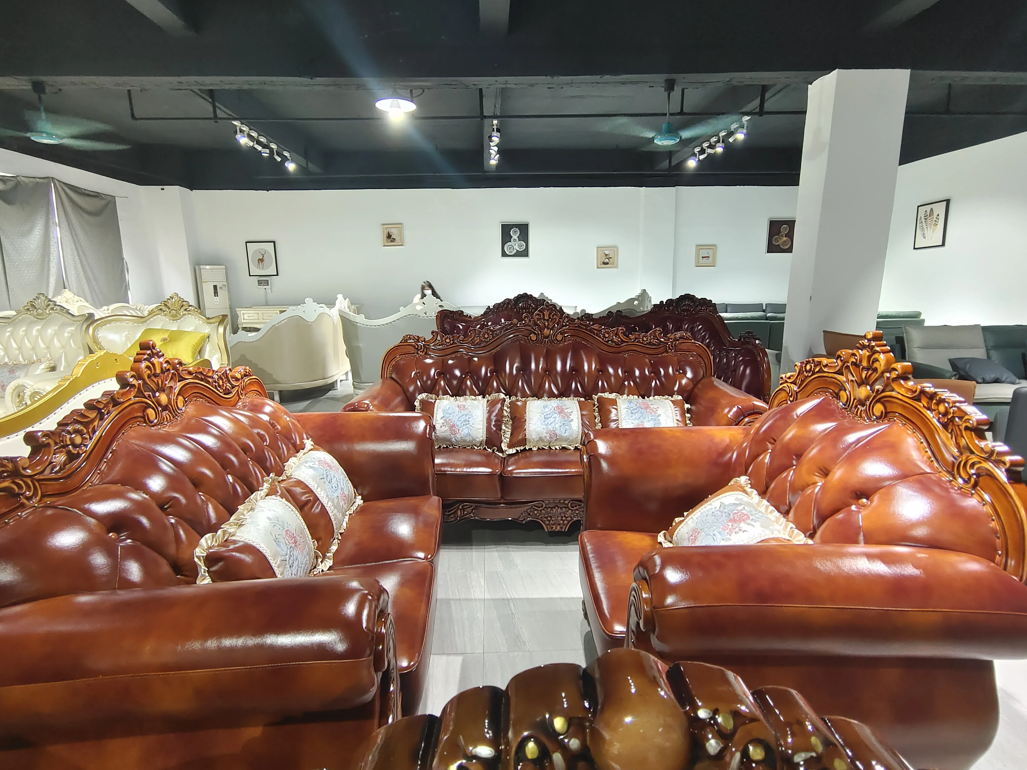 Modern Luxury European Sofa Set Furniture 13 Seat Sofa Royal Style Pu Leather Sofas For Home