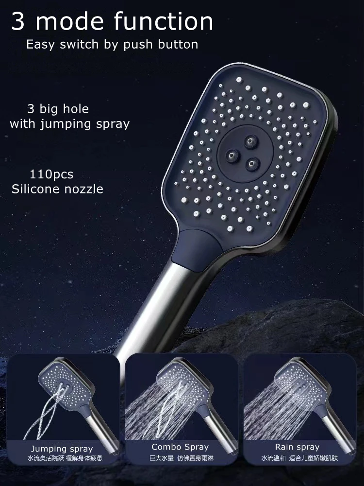 Modern Chrome Finish Square Handheld Shower Head Wholesale Bathroom ...