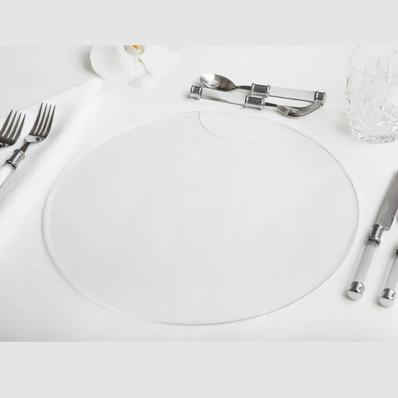 Custom Gloss Finish Round Paper Insert Acrylic Table Placemats And