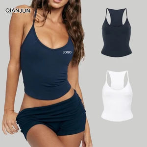 Women Yoga Exercise Fitness Vest Chest-padded High-elasticity Quick-drying U-neck Nude Feel Running Strappy