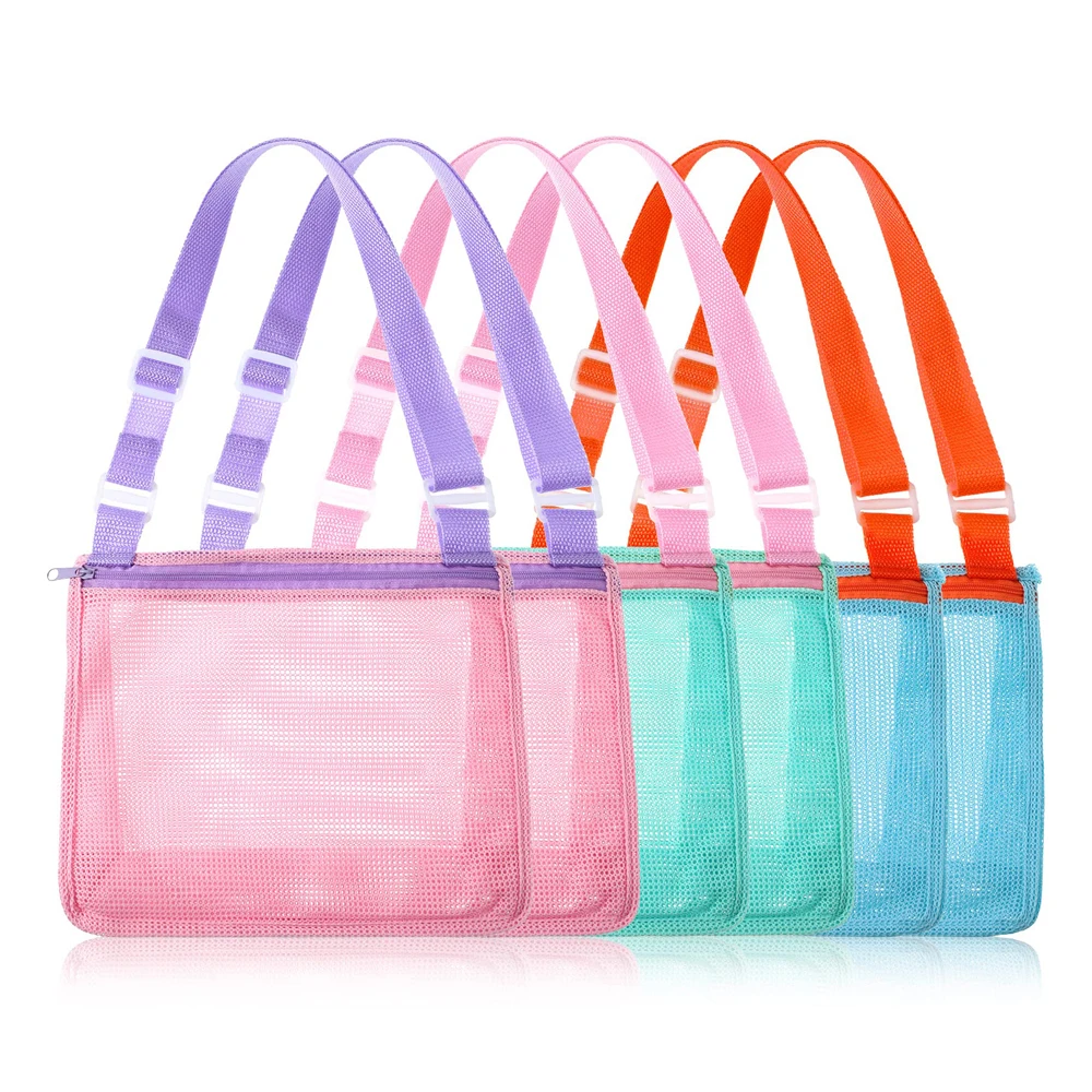 Custom Color Swimming Storage Mesh Bag Beach Toys Mesh Shoulder Bags with Zipper