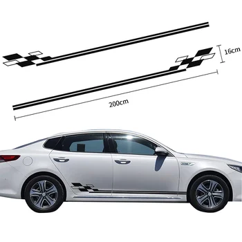 Auto Racing Car Body Door Side Sticker Vinyl Graphic Modified Stripe Decal Decoration 2PCS for All Cars