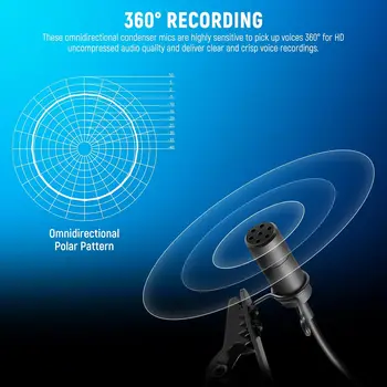 Neewer Lavalier Lapel Microphone, Omnidirectional Condenser Wired Clip on Lav Mic for Stage YouTube Live Streaming Compatible detail image