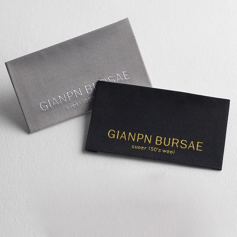 Custom Sewed Luxury Soft Satin Private Clothing Woven Label Tshirt