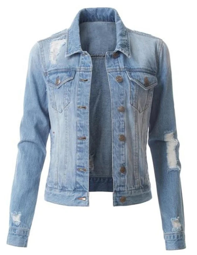 LZLER - Chaquetas De Mezclilla Para Hombre, Desgastadas, Clásicas, De Ajuste Delgado, Rasgadas, A La Moda, De Camionero, A5 # Azul, M