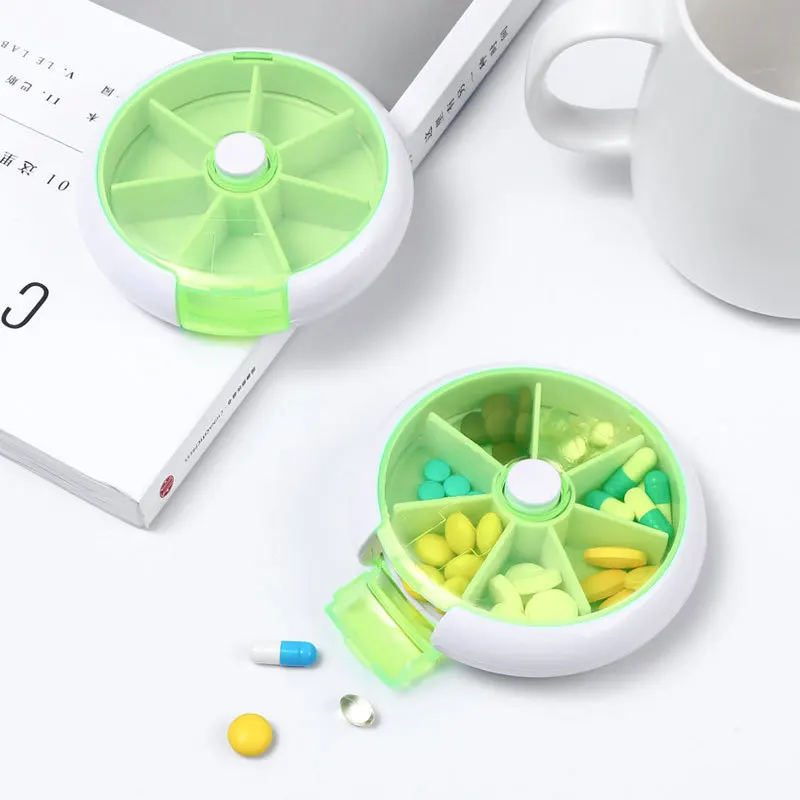 Seven-cell pill box portable one-week dispenser pill box Dust-proof moisture-proof travel storage box Pill cutter mini details