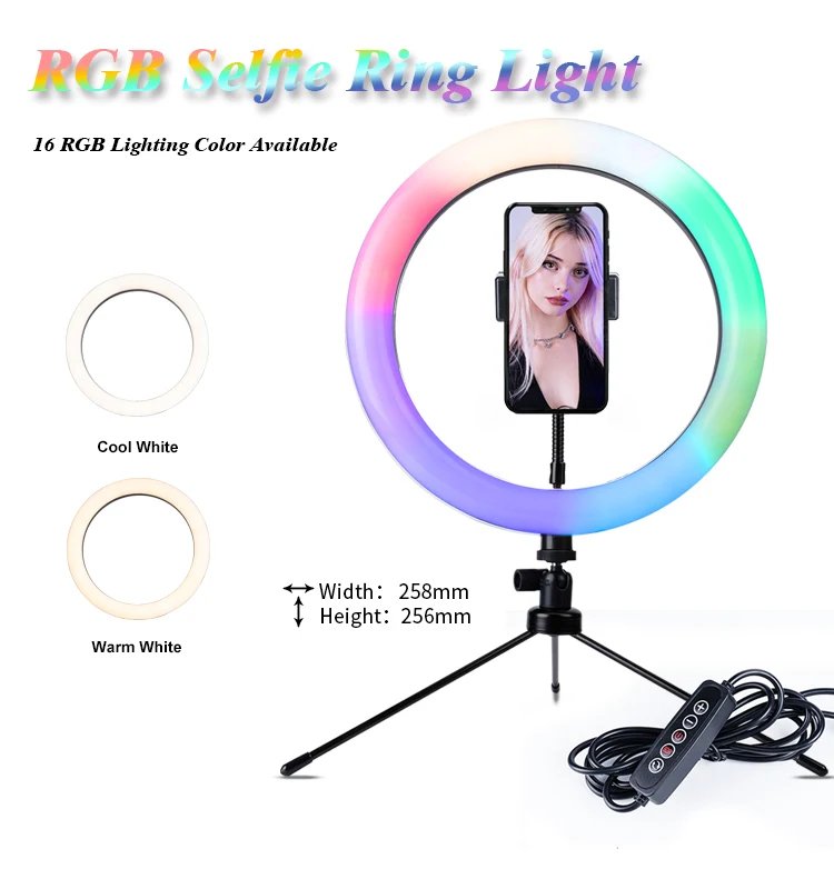 Ring Light With Tripod Stand And Phone Holder Rgb Selfie Ring Light ...