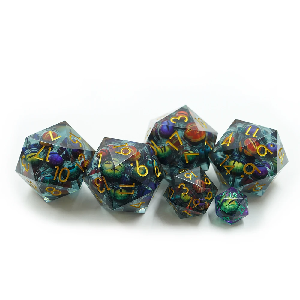 Yushun Fabricat a mida DND D20 Daus de resina de 50 MM Gran disseny d'ulls de drac en moviment Polièdric per a Dungeons and Dragons