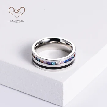 Aizhilin Bague Joyeria Colorful Korean Gay Man Ring Stainless Steel Wedding Rings hiphop rings