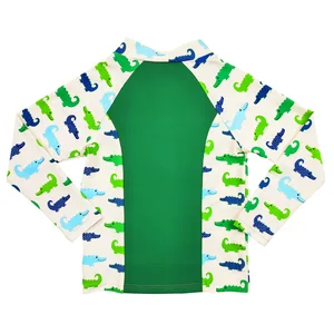 Customized Cartoon Animal Design Breathable UV Protection Quick Dry Long Sleeve Boys' Swim Trunk Beachwear